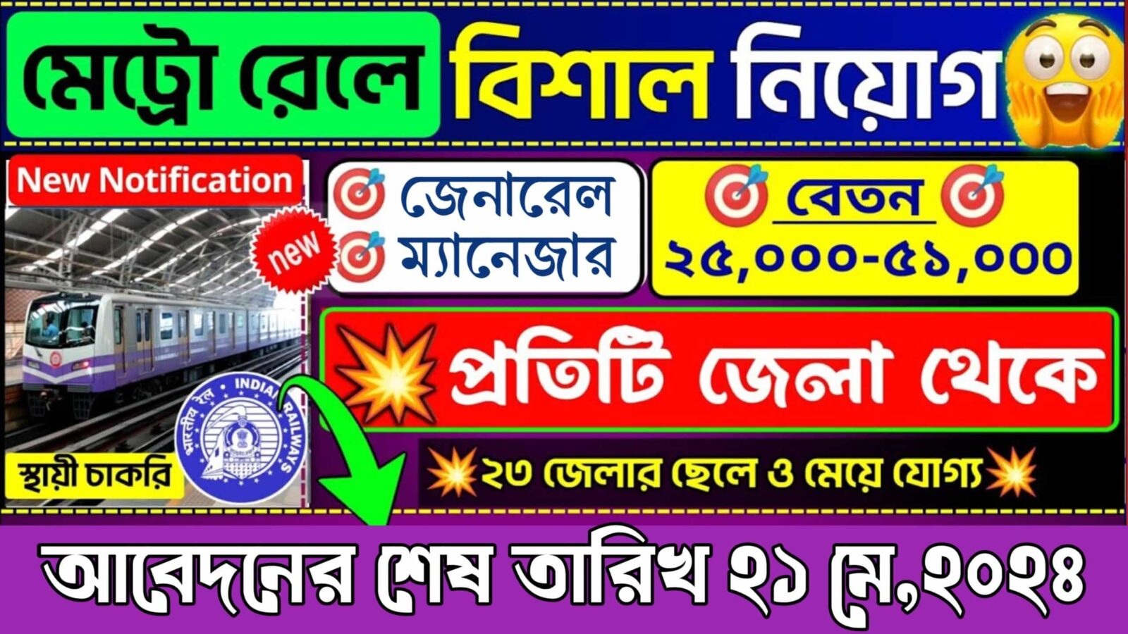 Kolkata metro railway job recruitment 2024